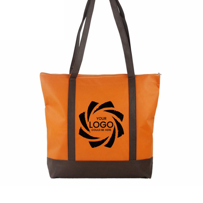 Two-Tone Tote W/Zipper