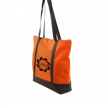 Two-Tone Tote W/Zipper