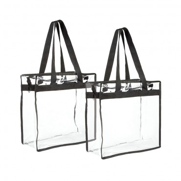 Clear zip top box tote